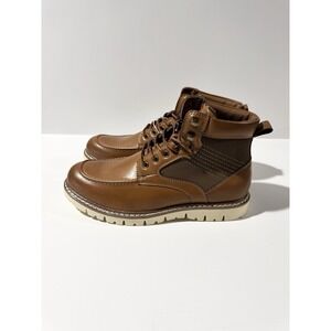 New Steve Madden Bleeker Men's Size 10.5 Cognac Leather Dress Ankle Boots - New